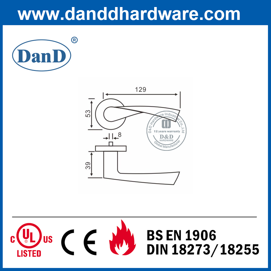 Tay nắm cửa kiểu đòn bẩy tròn SS304-DDSH002