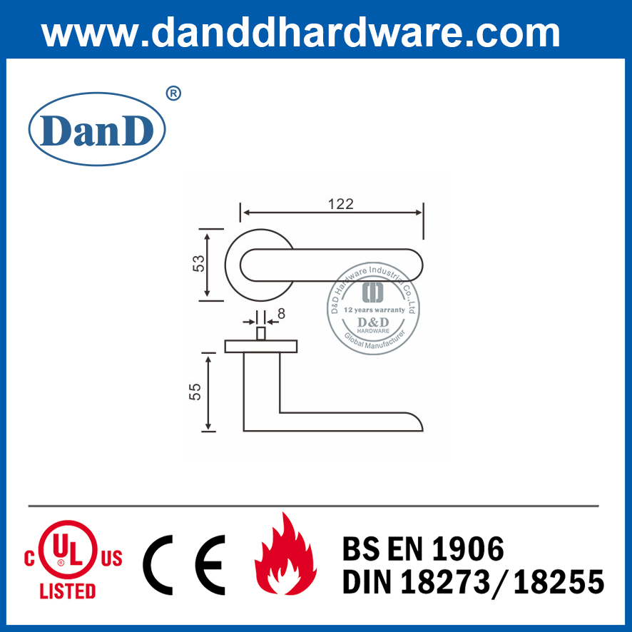Phụ kiện cửa SS304 Cửa thương mại Tay cầm đòn bẩy rắn-DDSH009