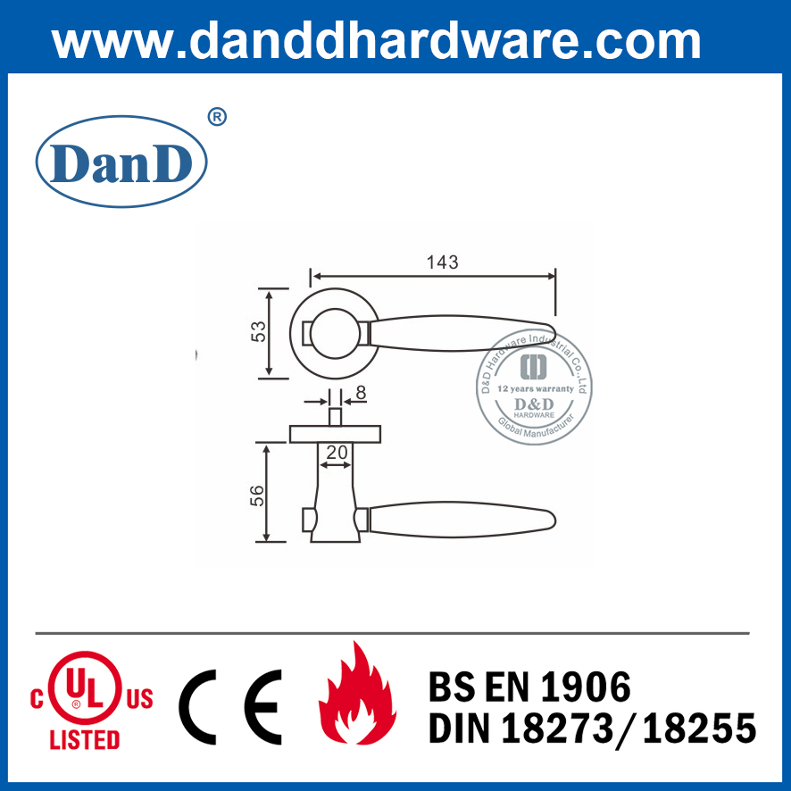 Phụ kiện cửa lớp 304 Tay cầm đòn bẩy cửa thương mại-DDSH042