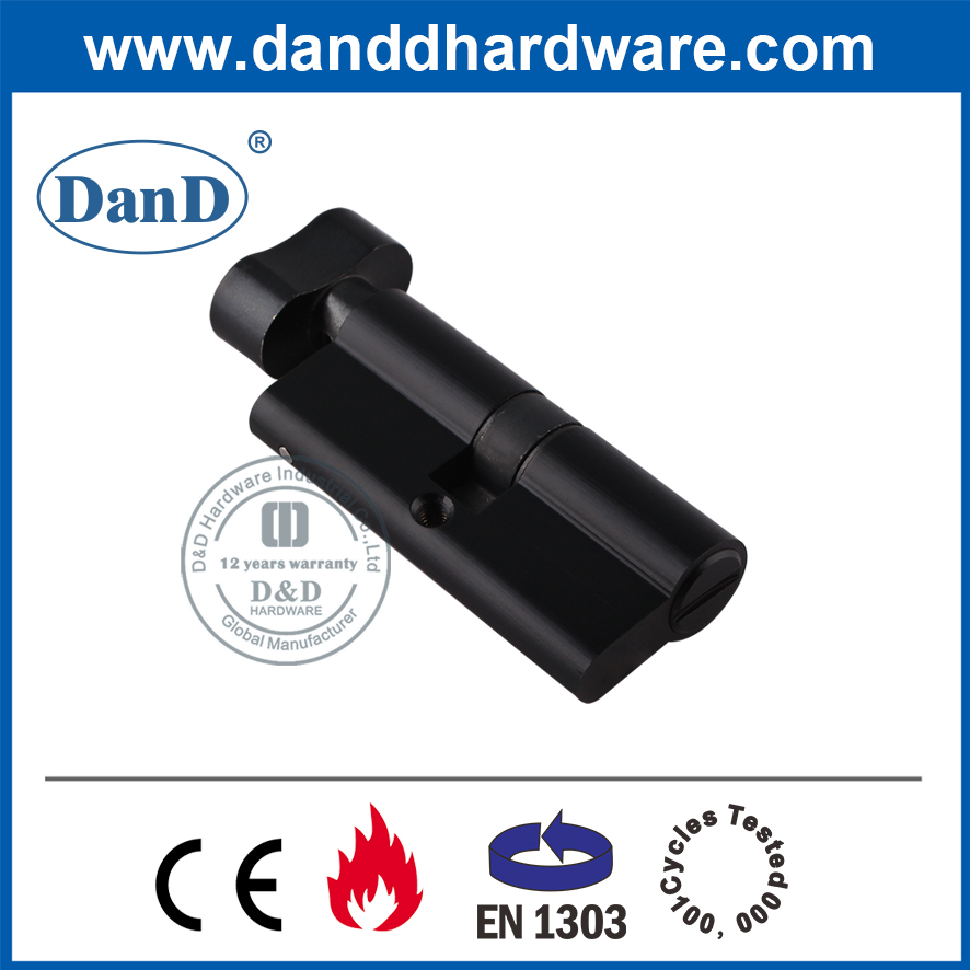 Xi lanh khóa cửa phòng tắm không cần chìa khóa bằng đồng thau rắn Matt Balck-DDLC007