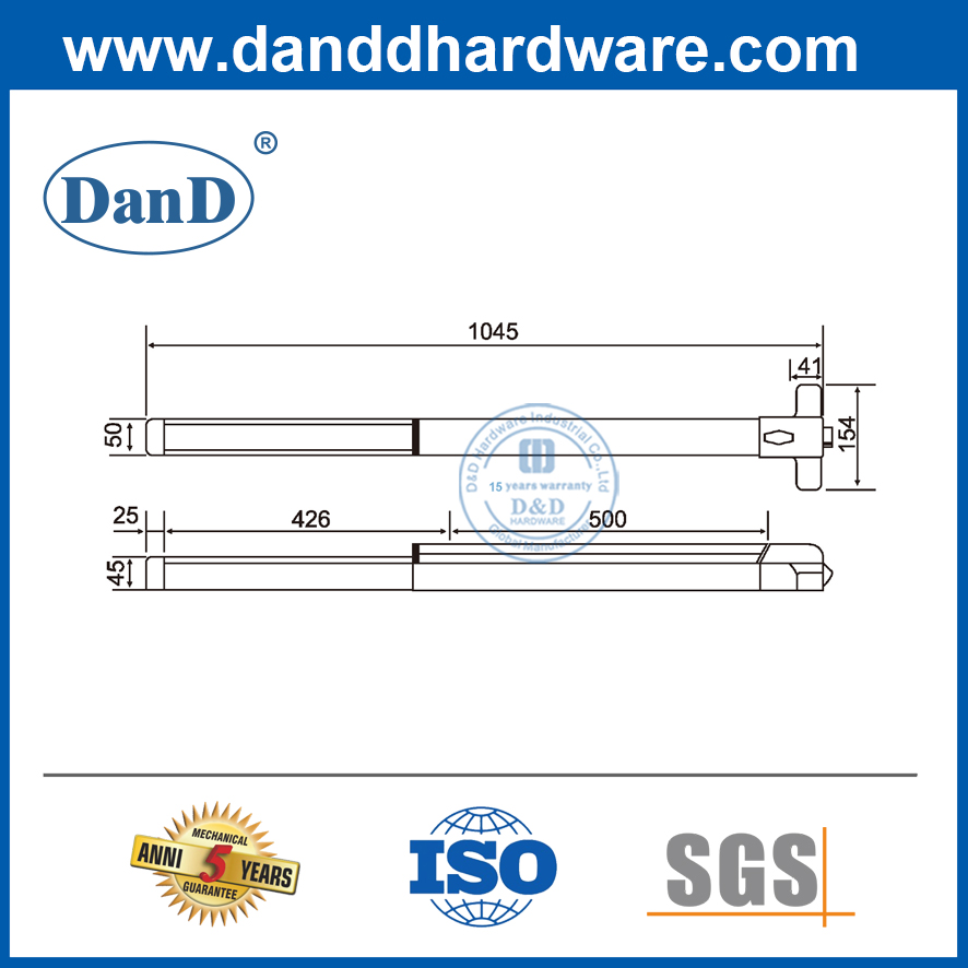 Panic Bar Door Phần cứng Rim Thoát Dogging Thiết bị Vật liệu thép Panic Bar Dogging-DDPD007