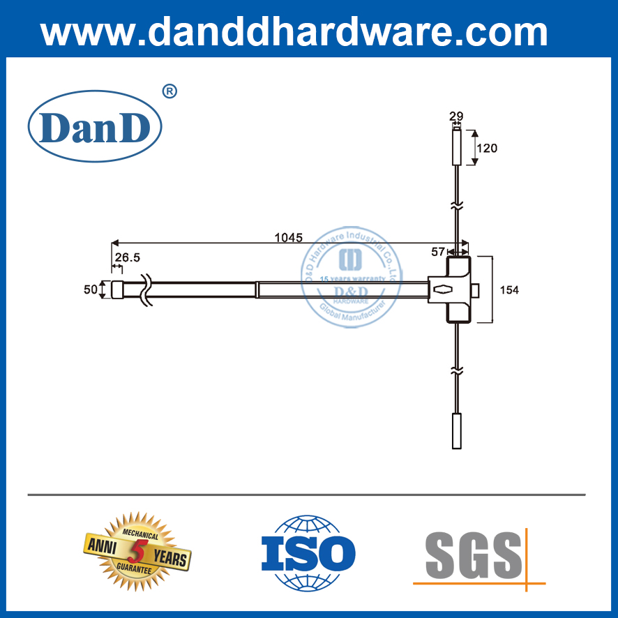 Nhà máy Trung Quốc Thiết bị thoát hiểm dogging thép Trung Quốc Thanh đẩy hoảng loạn thương mại Thanh đẩy cửa thoát hiểm-DDPD008