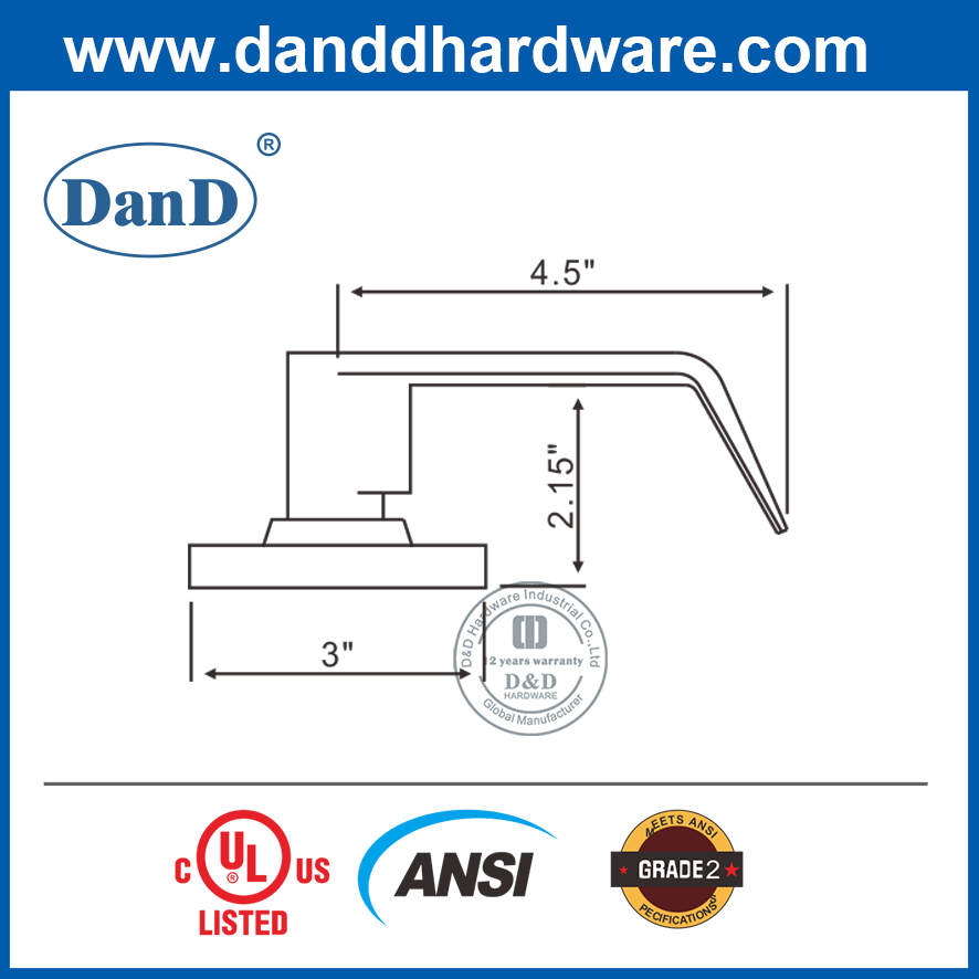 Bộ khóa cửa ngoài bằng hợp kim kẽm loại 2 ANSI-DDLK011