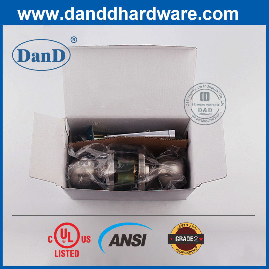 Ổ khóa hình ống bóng chống cháy bằng hợp kim kẽm ANSI được UL liệt kê cho cửa ra vào-DDLK012