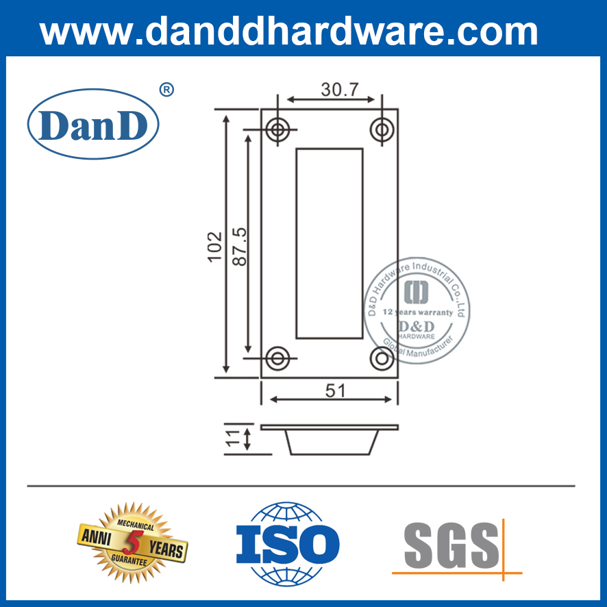 Tay nắm cửa trượt bằng thép không gỉ Phần cứng nội thất có vít-DDFH010