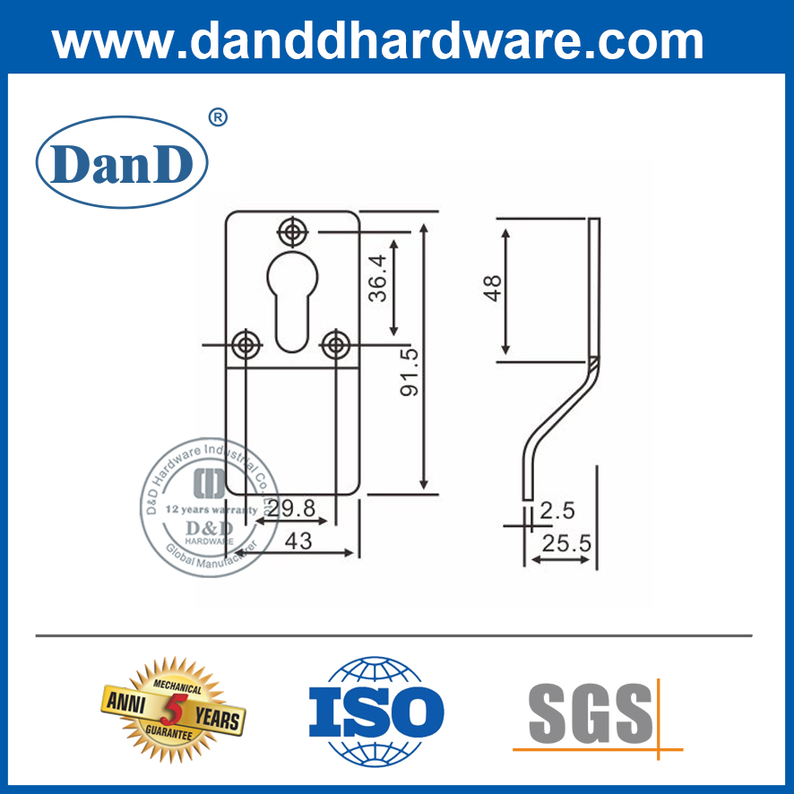 Tay kéo xi lanh bằng thép không gỉ cho cửa-DDFH012
