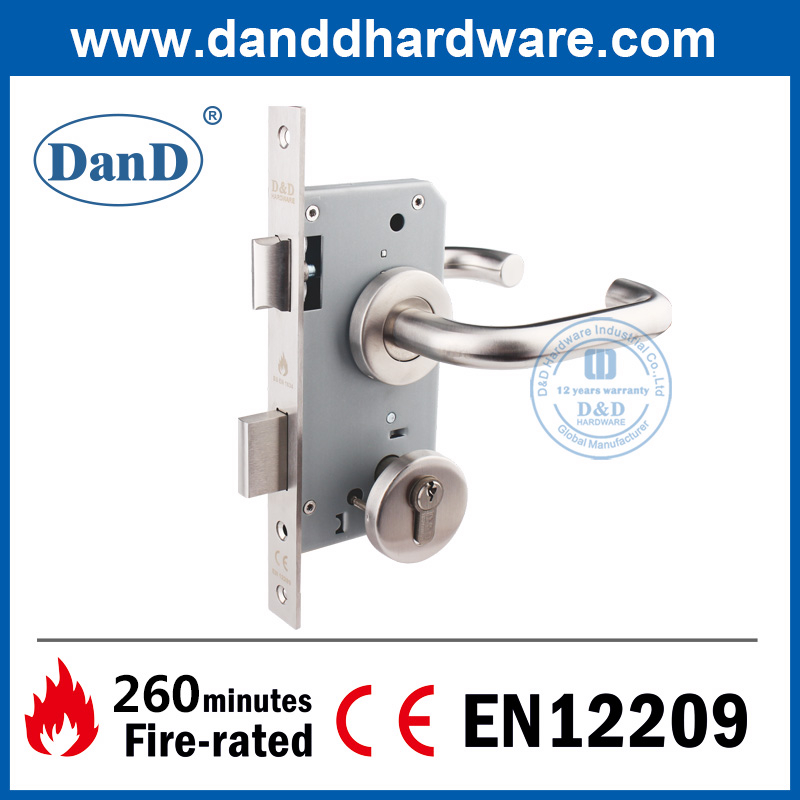 BS EN12209 Khóa cửa mộng bằng thép không gỉ 304 Euro chống cháy-DDML009 