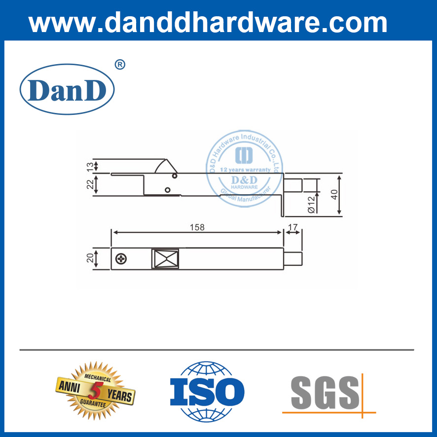 Bu lông xả tự động gắn trên bề mặt bằng thép không gỉ cho cửa kim loại-DDDB023