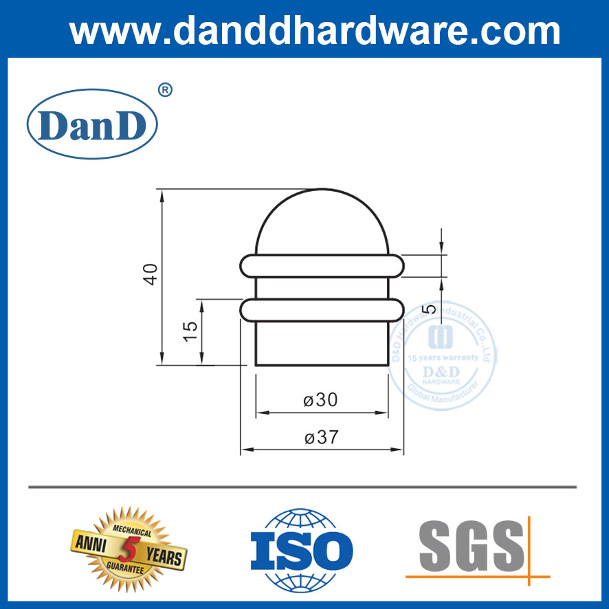 Chặn cửa nhỏ Nút chặn cửa bên ngoài bằng cao su bằng thép không gỉ dành cho thị trường Trung Đông-DDDS039
