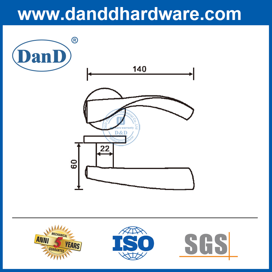 Tay nắm cửa Euro bằng thép không gỉ Đòn bẩy rắn Tay nắm cửa bên trong-DDSH049