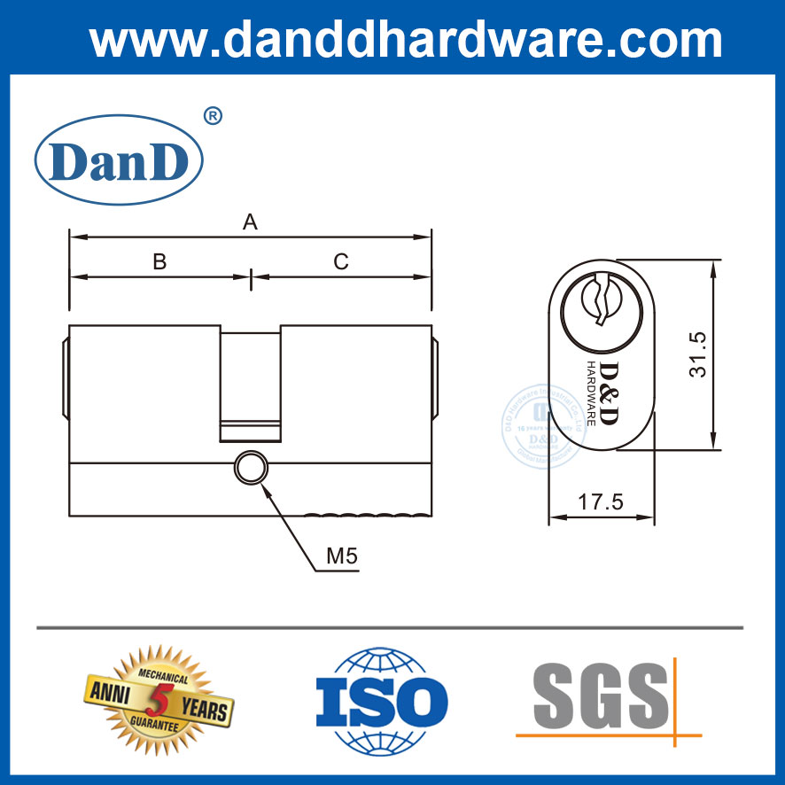 Giá xuất xưởng Thị trường Euro Đồng thau rắn Khóa cửa mộng Xi lanh hình bầu dục Đôi xi lanh-DDLC008