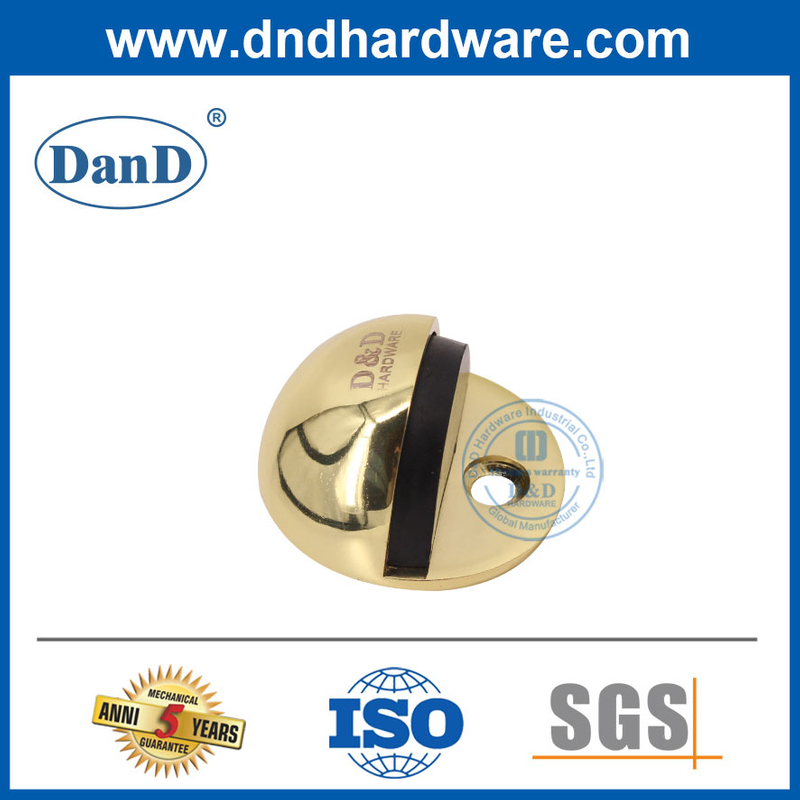 Hợp kim kẽm Nút chặn cửa tròn bằng đồng thau được đánh bóng Các loại Chặn cửa gỗ-DDDS005