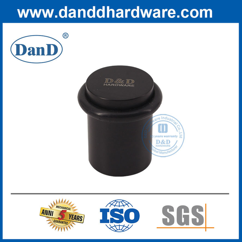 Chặn cửa cao su màu đen gắn trên sàn bằng thép không gỉ-DDDS011