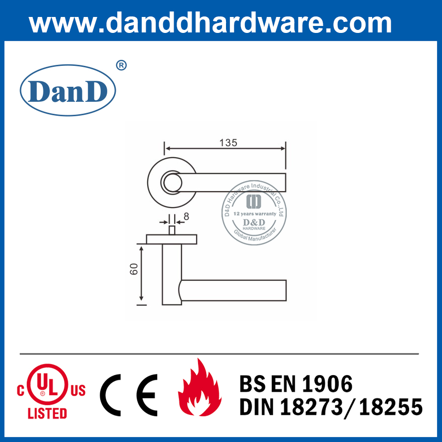 Tay nắm cửa đòn bẩy an toàn bằng thép không gỉ 304 cho cửa đôi-DDTH017