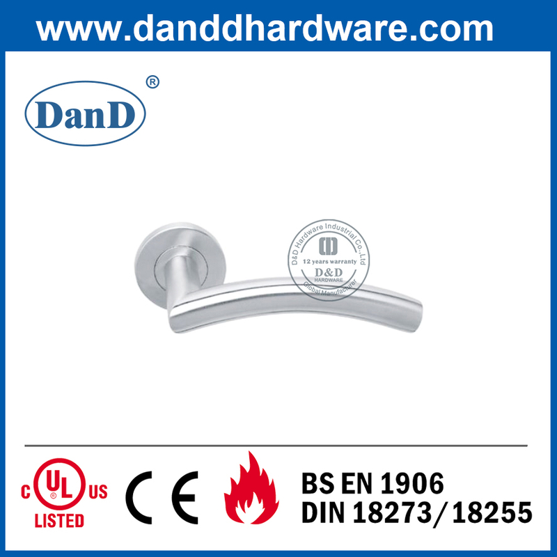BS EN1906 SUS304 Tay cầm đòn bẩy cửa hoa hồng tròn chống cháy riêng tư-DDTH008