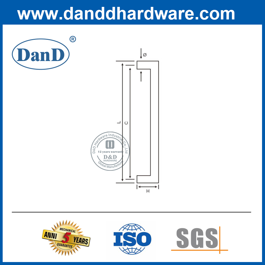Tay nắm cửa kéo thương mại cửa sắt hiện đại SS304-DDPH030