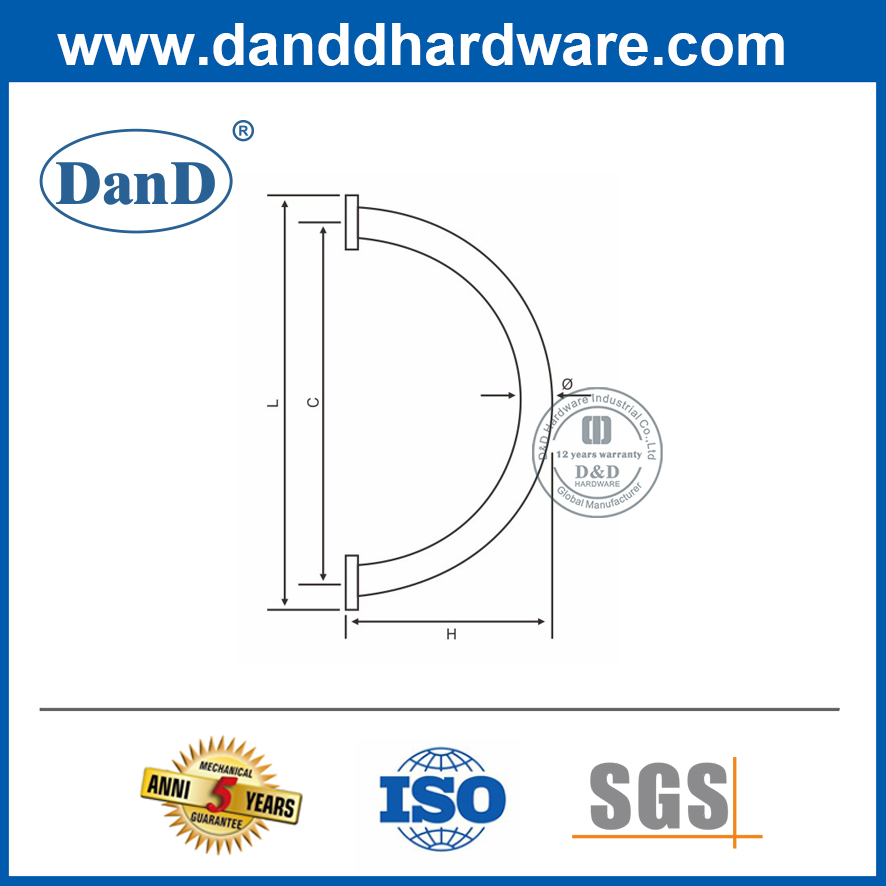 Tay cầm kéo tròn quay lại phía sau SUS304 tùy chỉnh cho cửa kính-DDPH008