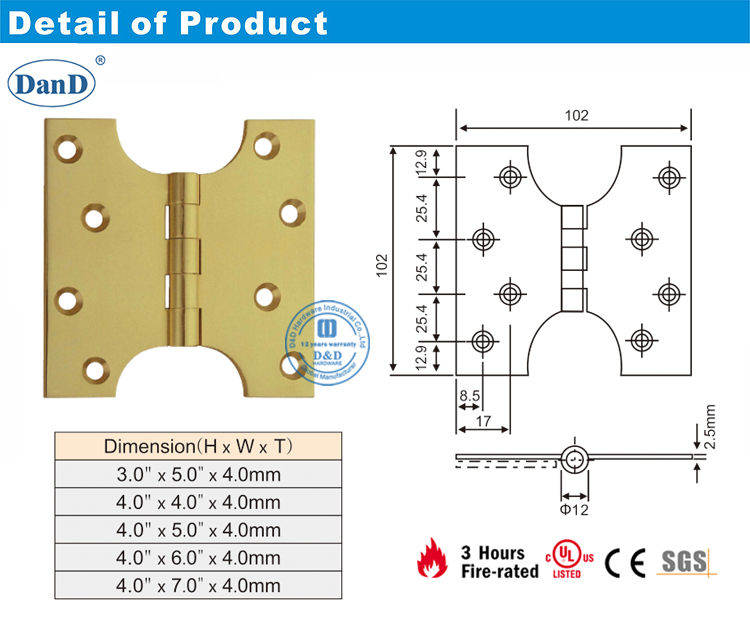 Bản lề đồng thau nguyên khối-DVàDPhần cứng
