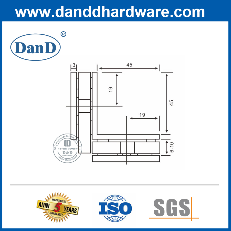 Phụ kiện cửa bằng thép không gỉ 90 độ Giá đỡ kẹp kính -DDGC005