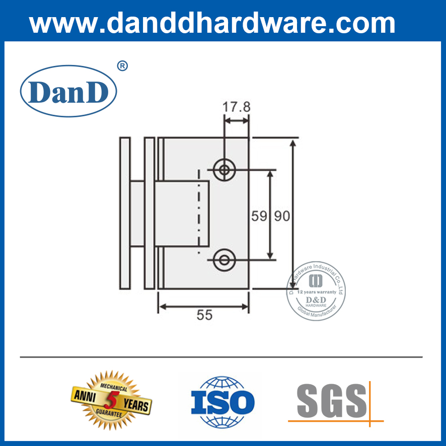 Bản lề vòi hoa sen hướng lò xo tác động kép SS316-DDGH002