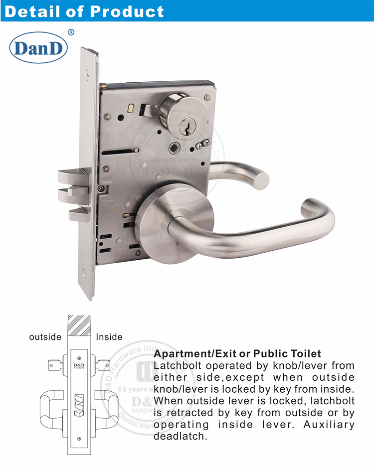 Phần cứng ANSI Latch Lock-D và D hạng nặng