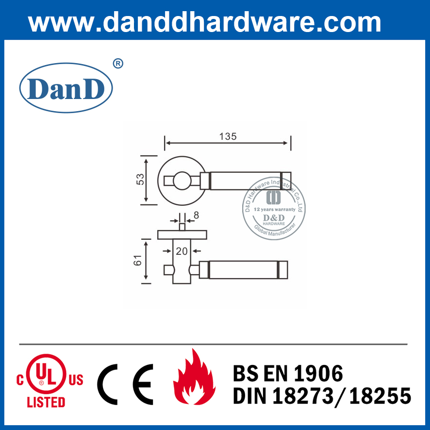 Tay nắm cửa thiết kế đòn bẩy rắn SS304 Satin và Ba Lan-DDSH034