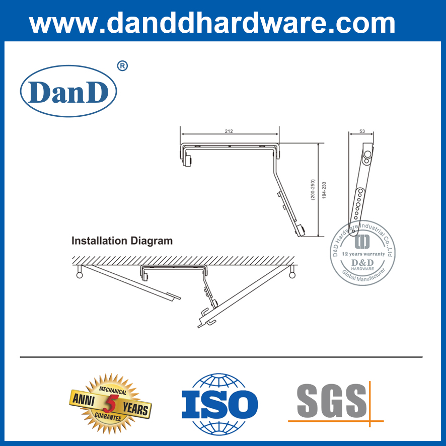 Bộ điều phối cửa đa năng bằng thép không tay cho cửa đôi- DDDR004