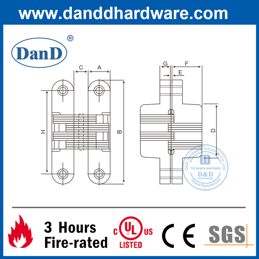 Bản lề ẩn bằng hợp kim kẽm đặc biệt cho cửa ra ngoài-DDCH007-B