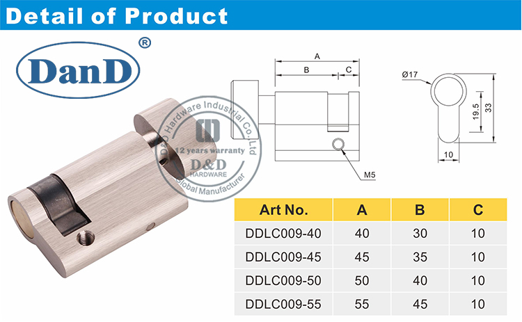 Phần cứng xi lanh khóa thương mại-D và D