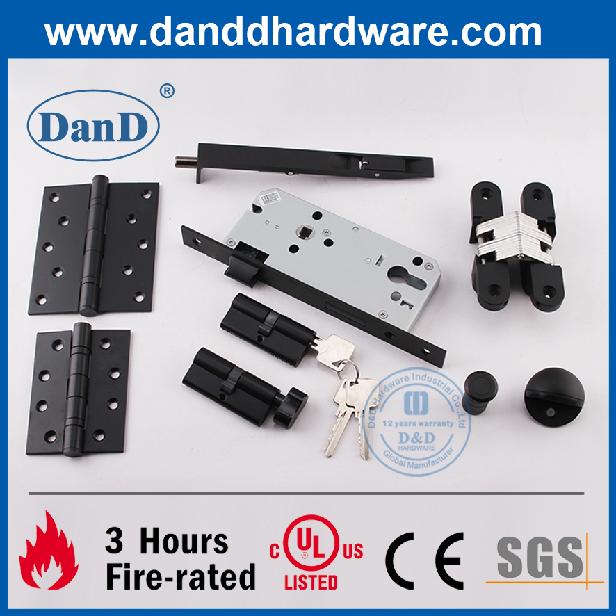 Chứng nhận UL SS304 Bản lề cửa gỗ góc tròn NRP màu đen mờ-DDSS058