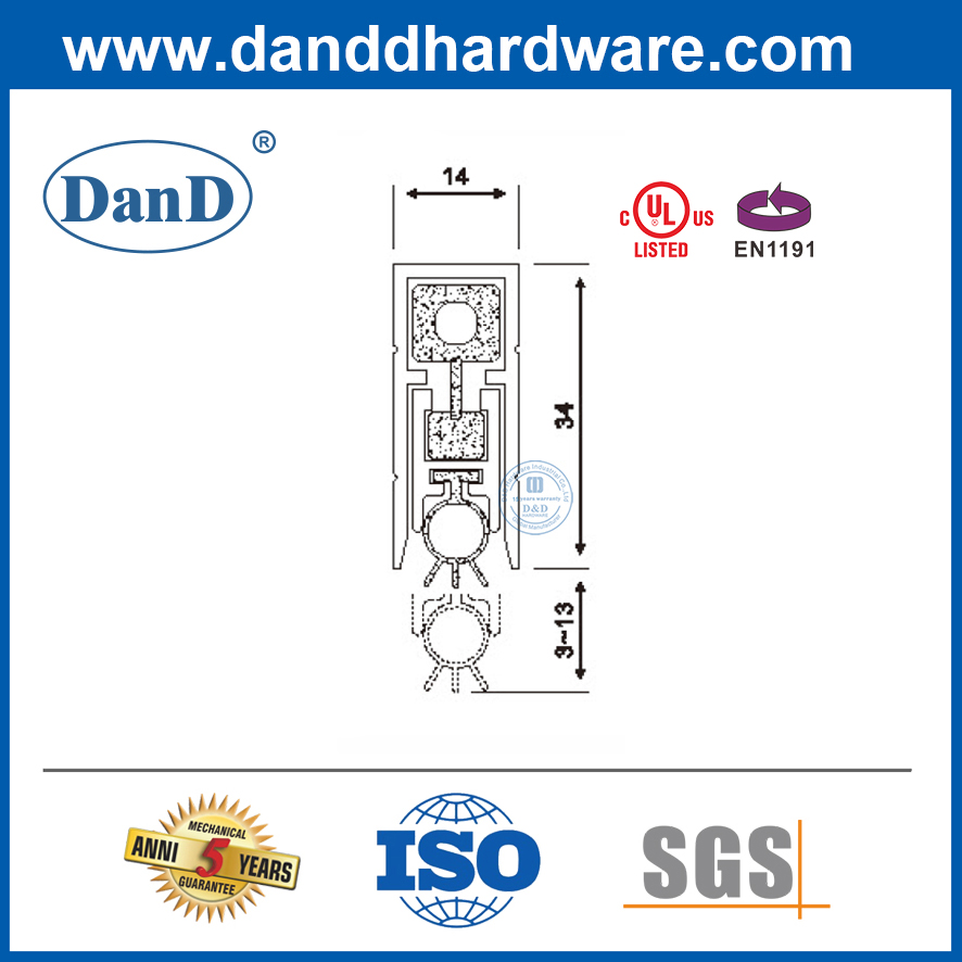 Con dấu thả tự động bằng nhôm Con dấu giấu cửa dưới Con dấu cửa sàn-DDBS001