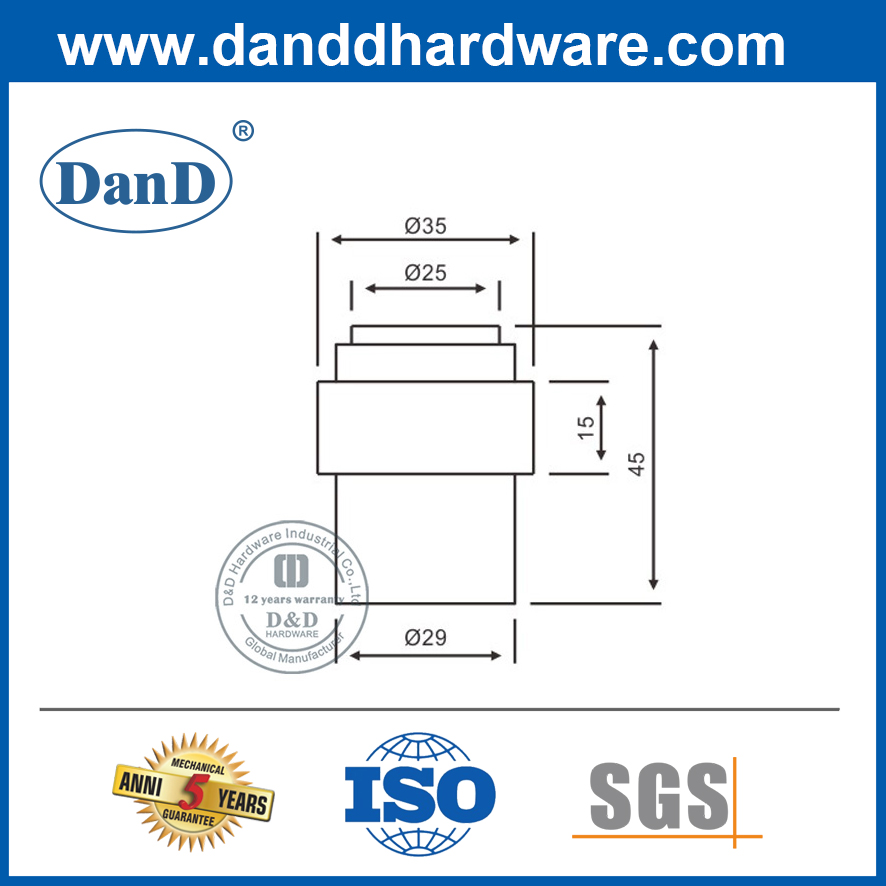 Chặn cửa thương mại bằng thép không gỉ màu vàng đồng Chặn cửa sàn-DDDS009