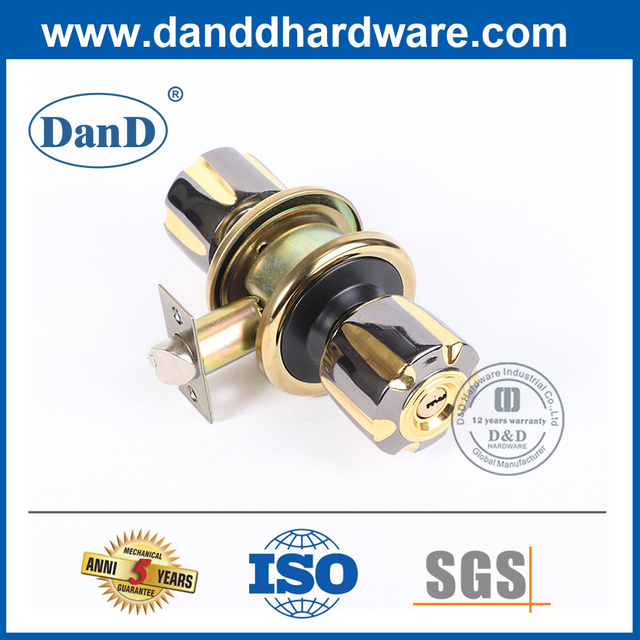 Khóa tay nắm cửa bằng hợp kim kẽm màu đen và vàng mờ-DDLK059