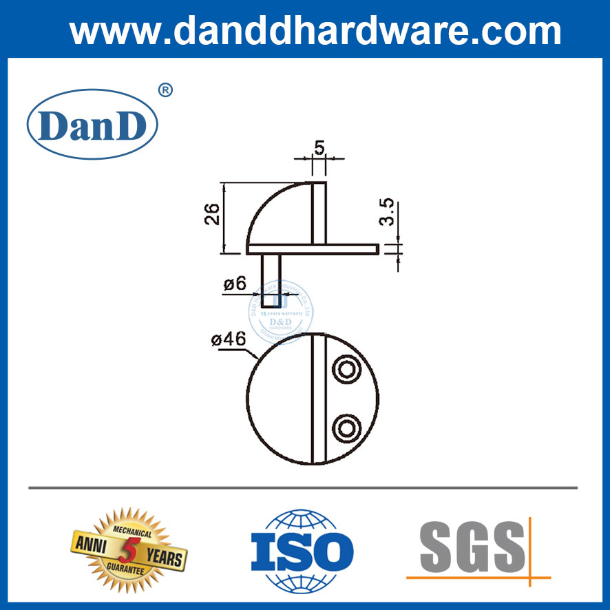 Chặn cửa hình bán nguyệt bằng thép không gỉ cho thị trường Mỹ-DDDS046