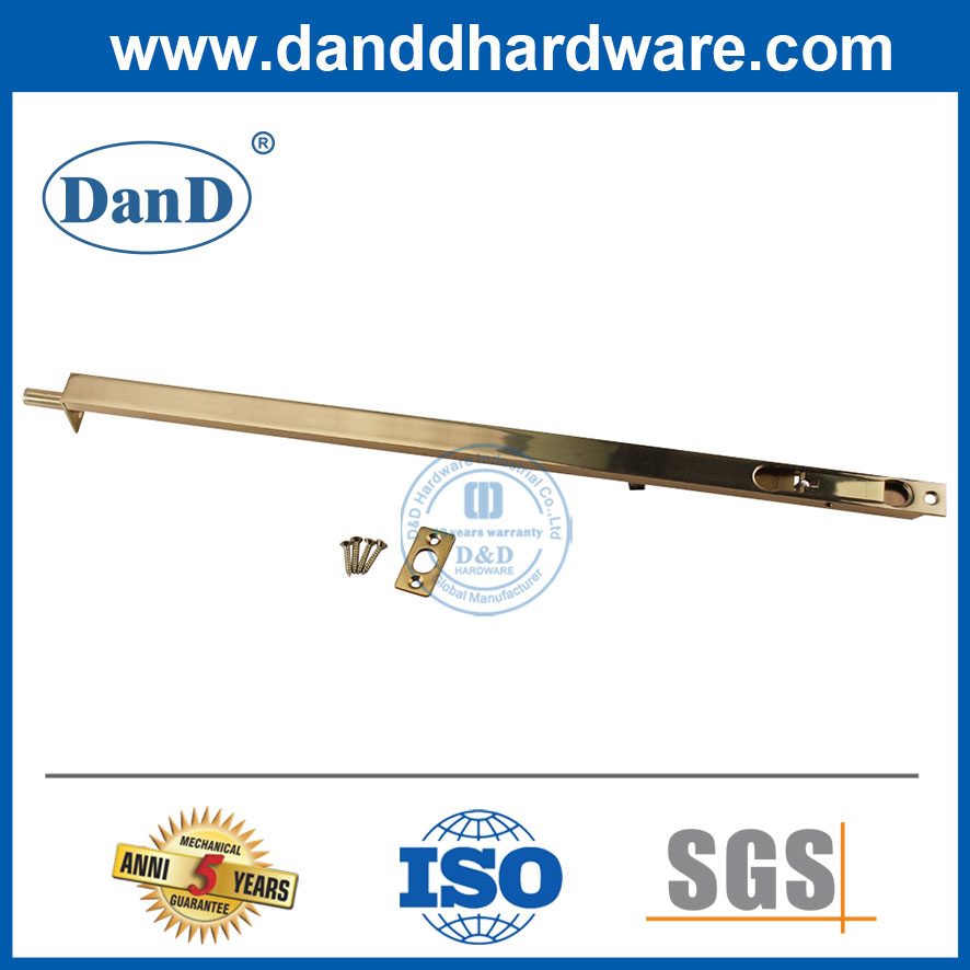 Bu lông xả bằng đồng thau 12 inch hoàn thiện bằng vàng cho cửa bên ngoài-DDDB002