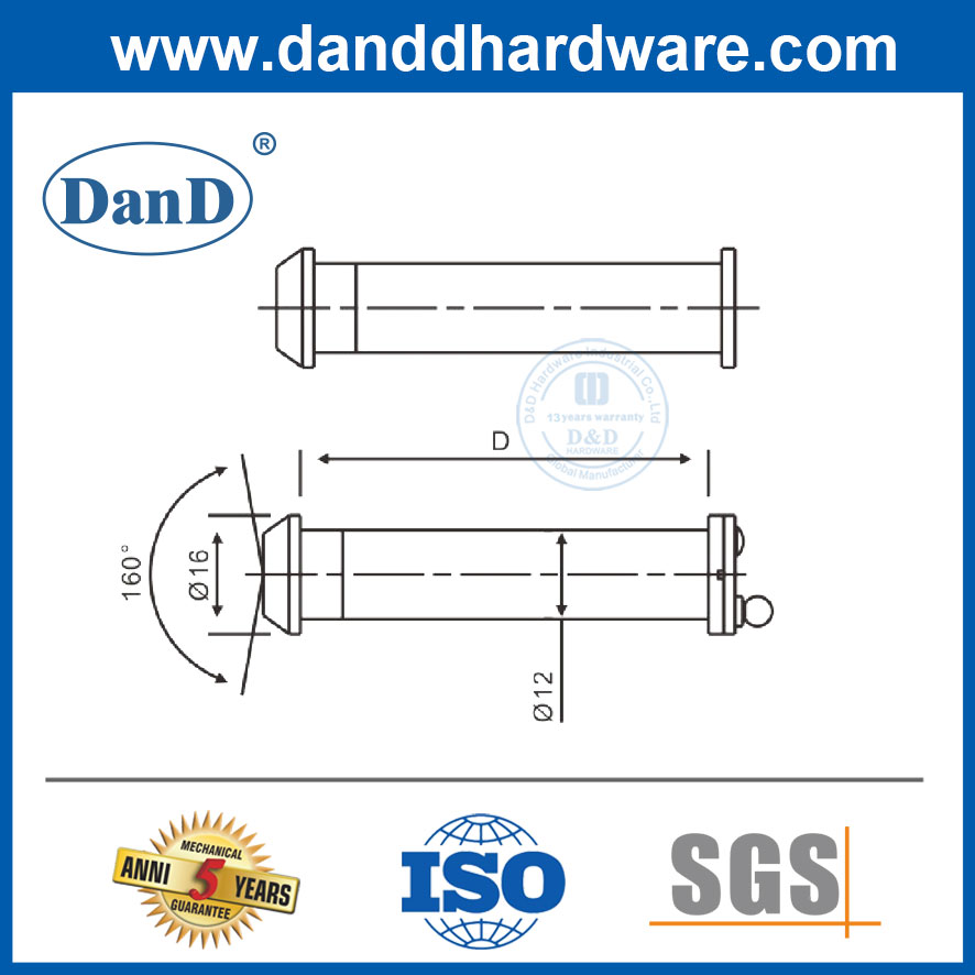 Cửa bên ngoài màu đen mờ với thiết bị quan sát góc rộng-DDDV001