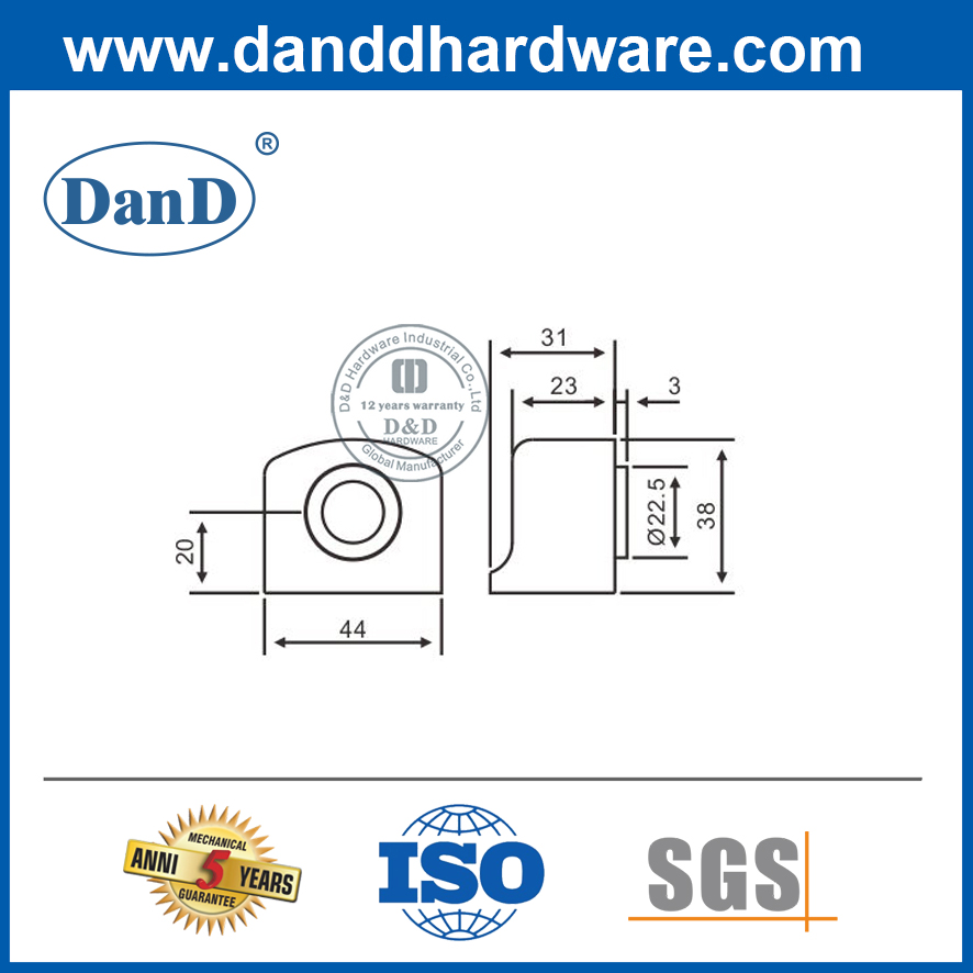 Chặn cửa từ hợp kim kẽm cấp thương mại-DDDS032