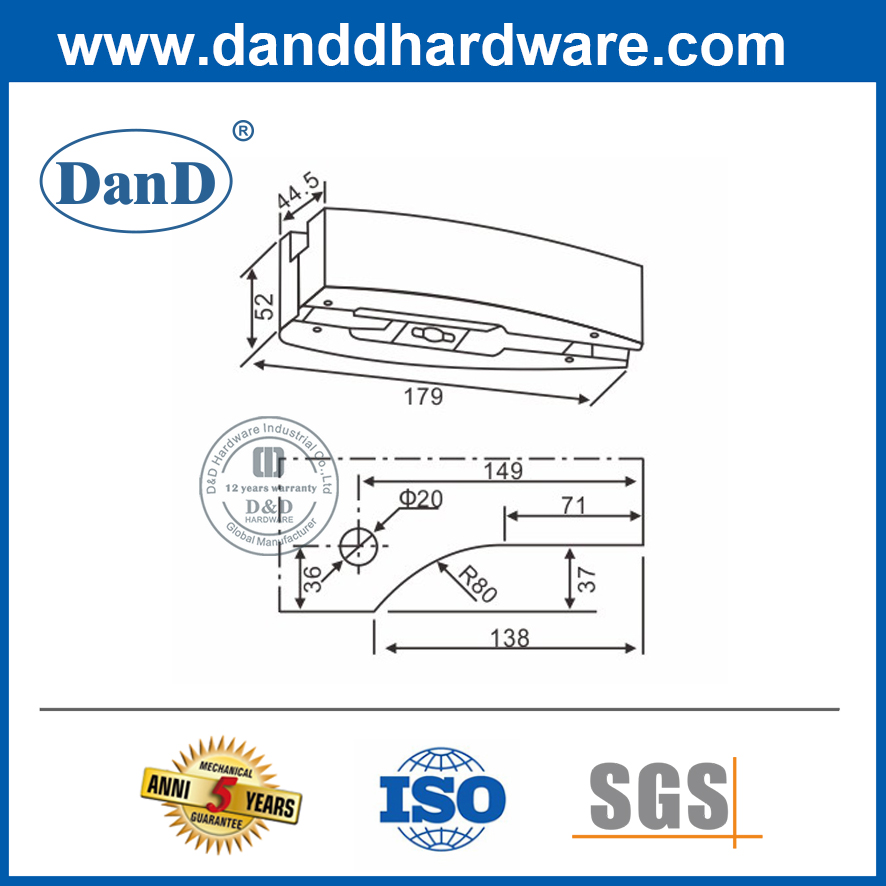 Thiết kế mới Miếng vá đáy SS304 cho cửa kính khách sạn-DDPT006