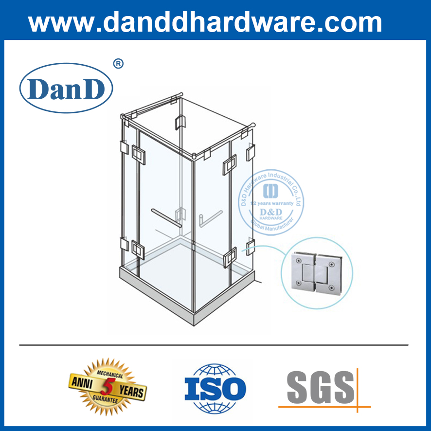 Bản lề cửa tắm lắp kính 180 độ SS304-DDGH004