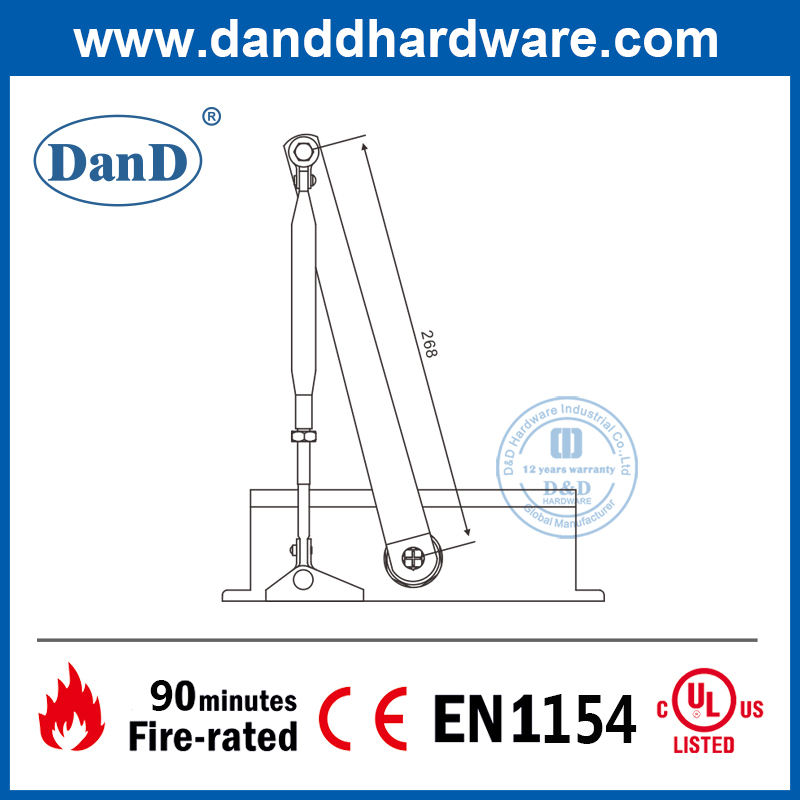 Máy đóng cửa thủy lực mở bằng nhôm UL được xếp hạng chống cháy-DDDC015