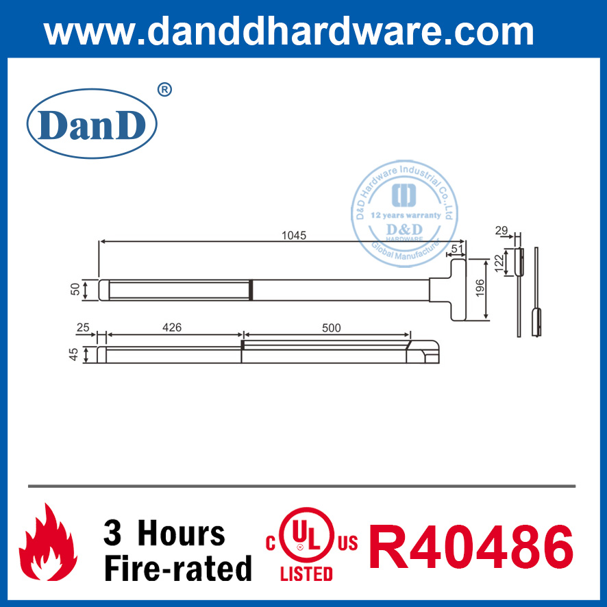 Thiết kế phần cứng SUS304 Thanh cảm ứng Thiết bị thoát thanh dọc-DDPD002