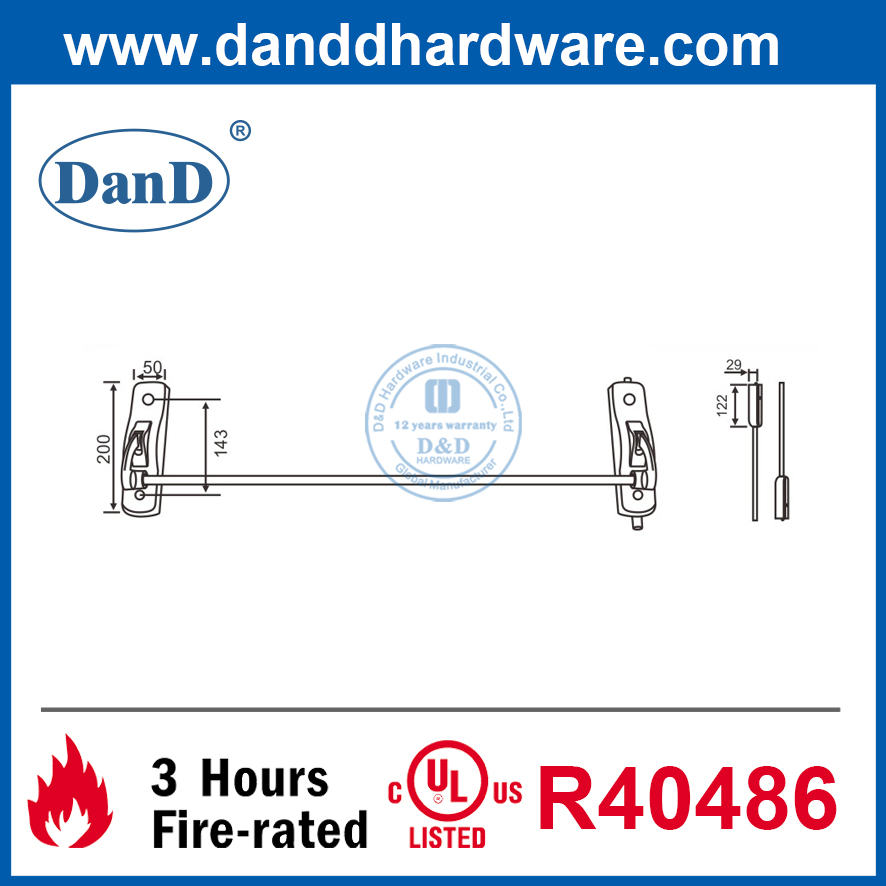 Thiết bị thoát hiểm khẩn cấp bằng thép không gỉ 304 Cross Bar cho cửa khẩn cấp-DDPD010