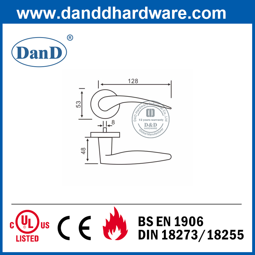 Thiết kế thời trang SS304 Tay nắm đòn bẩy cửa đúc rắn-DDSH015