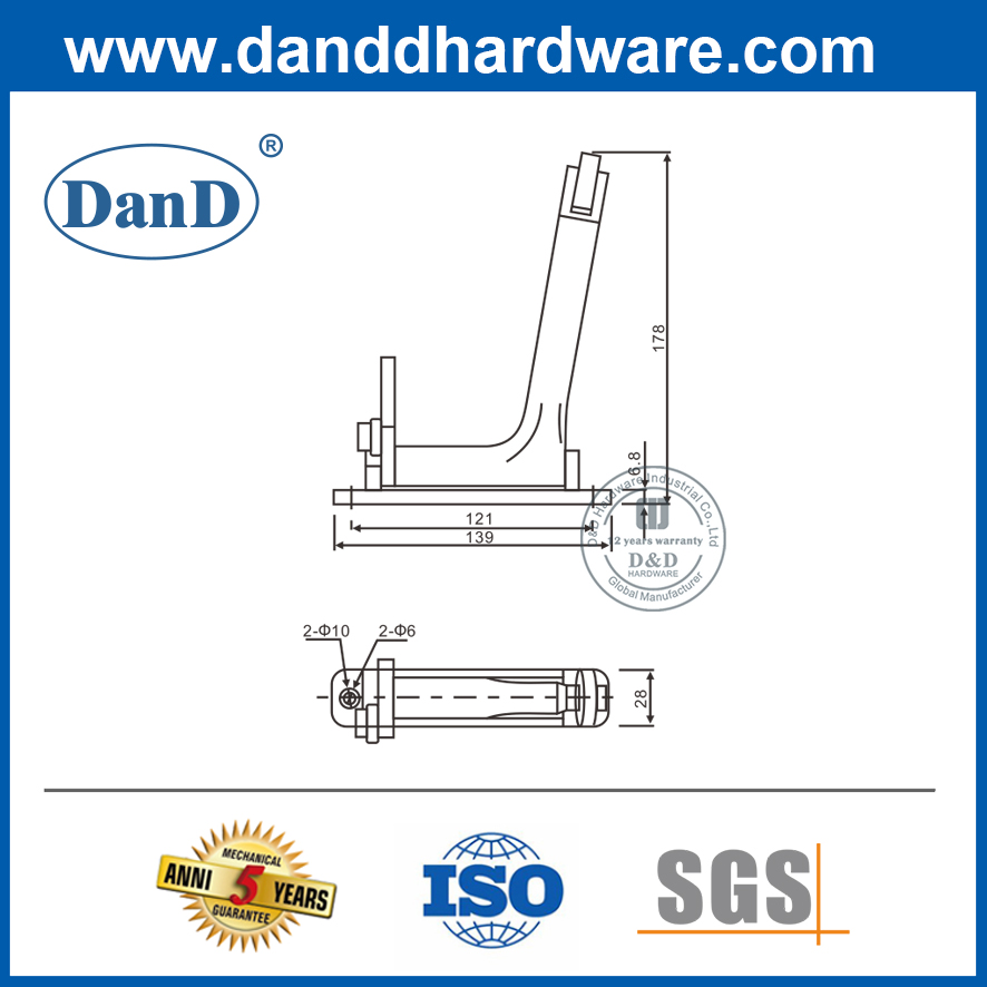 Bộ chọn cửa trọng lực bằng thép không gỉ 304 cho cửa kim loại rỗng-DDDR001