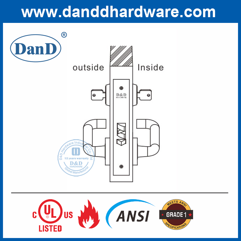 Khóa mộng mở đôi ANSI cấp 1 SUS304 cho căn hộ-DDAL09