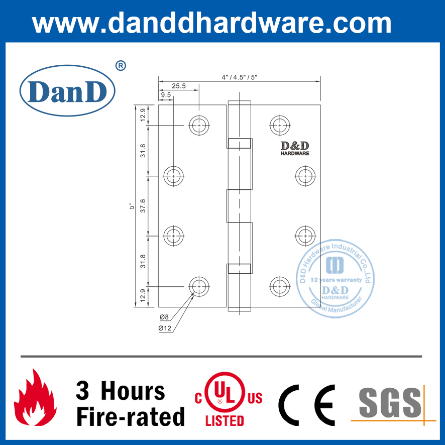 Vòng bi đôi hạng nặng bằng thép không gỉ UL 201 cho cửa chống cháy-DDSS006-FR