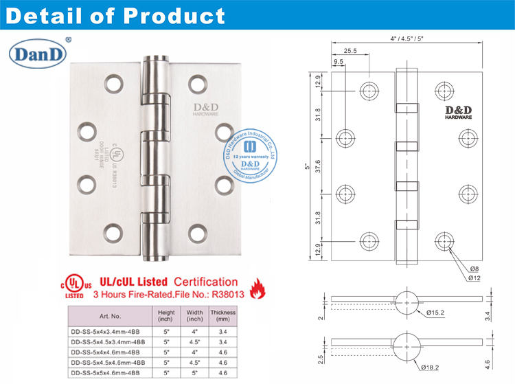 Bản lề cửa chịu lực nặng-D và D Phần cứng