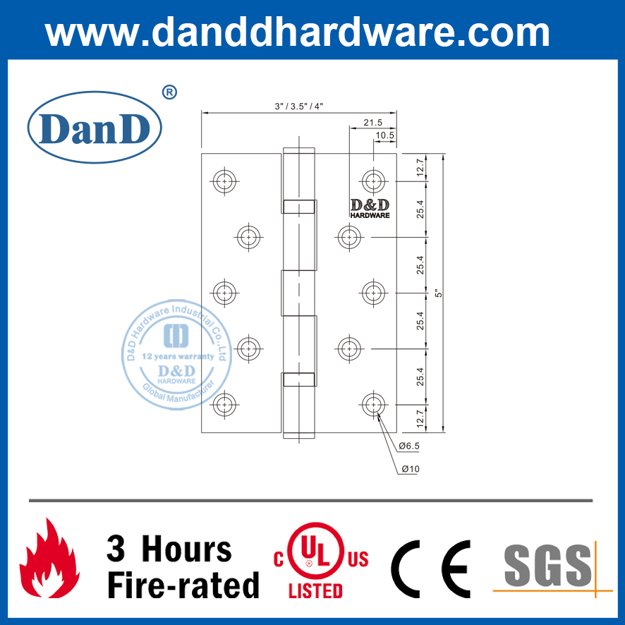 Bản lề bằng thép không gỉ 5 inch 201 bằng đồng cổ cho cửa phòng ngủ-DDSS011B-5X4X3
