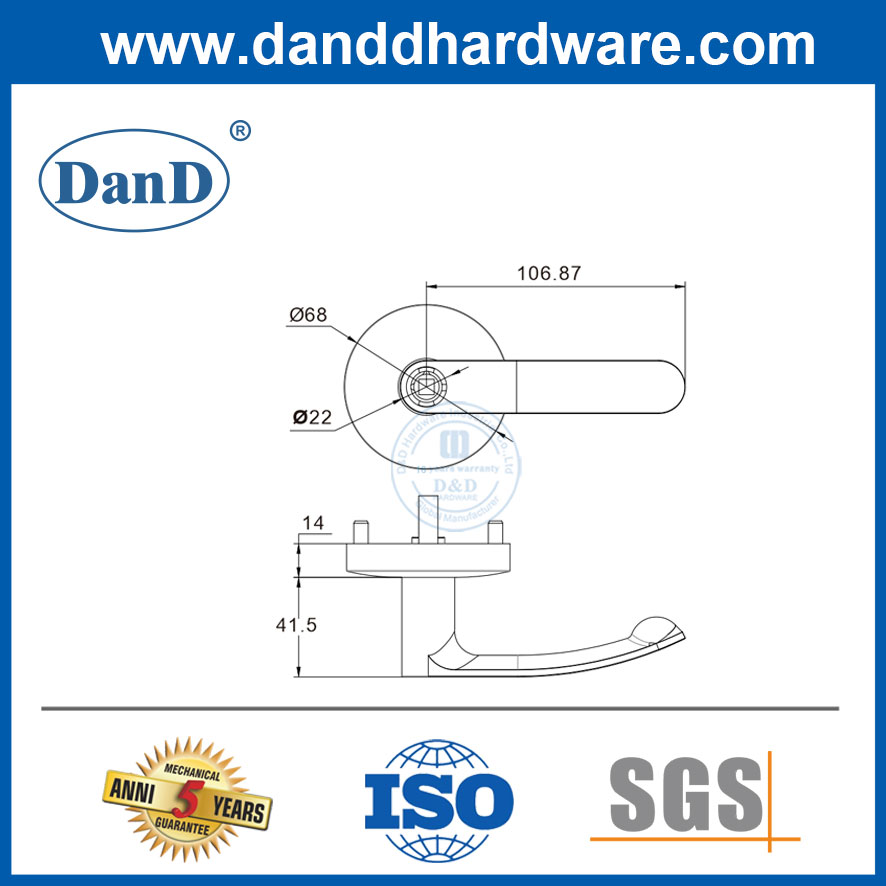 Universal Hardward Rim Exit Trim Và Panic Bar Hợp kim kẽm Đòn bẩy ngoại thất Trim-DDPD040