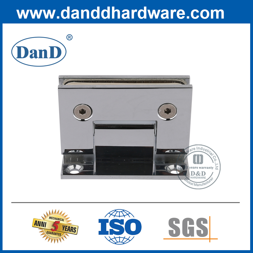 Bản lề cửa tắm kính 304 bằng thép không gỉ 90 độ màu bạc-DDGH001